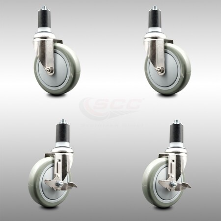Service Caster 5 Inch 316SS Gray Poly Swivel 1-5/8 Inch Expanding Stem Caster Brake SCC, 2PK SCC-SS316EX20S514-PPUB-2-TLB-2-158